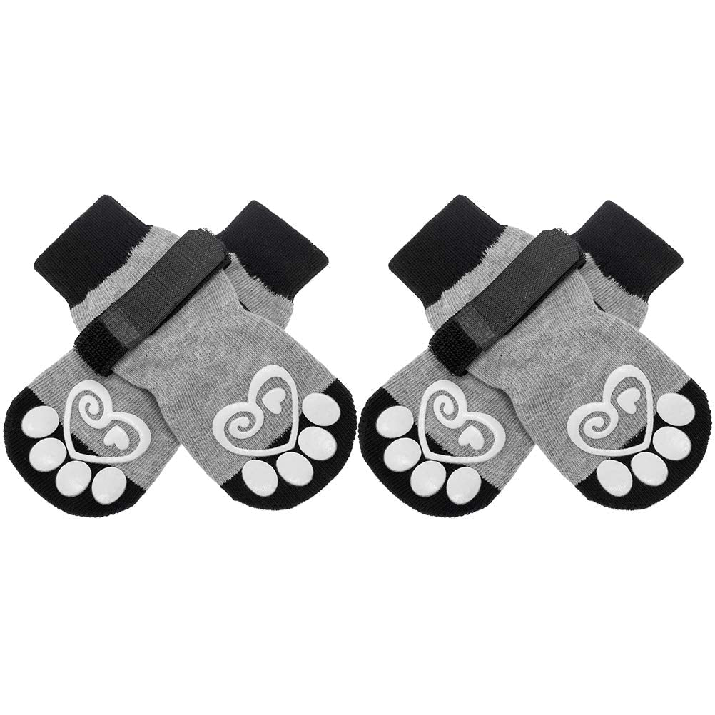 KOOLTAIL Dog Socks Anti-Slip Dog Paw Protector Dog Boots 2 Pairs Adjustable Dog Socks for Pet Indoor & Outdoor Walking Small - PawsPlanet Australia