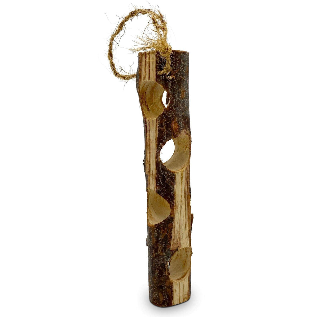 Wooden Suet Log Bird Feeder - Hanging Outdoor Feeders for Garden Birds, Suet Logs NOT included - Attracting Tits, Finches, Robins & many more Wild Birds Log Feeder - PawsPlanet Australia
