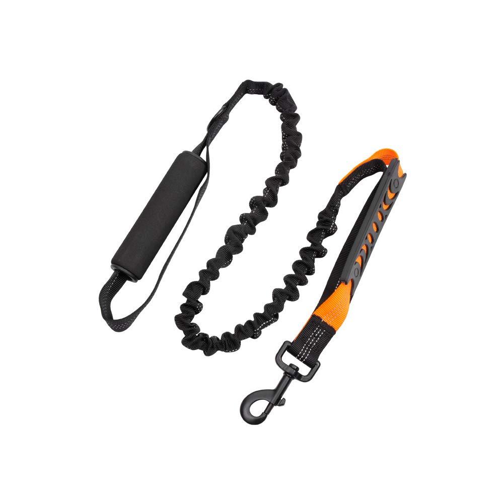 DuoLmi Dog Leash Buffering Elastic Reflective Heavy Duty 4-6FT with Foam-Padded Hard Plastic Handle and Stainless Steel Trigger Hook Clip for Small Medium Large Dogs Puppies, Orange - PawsPlanet Australia