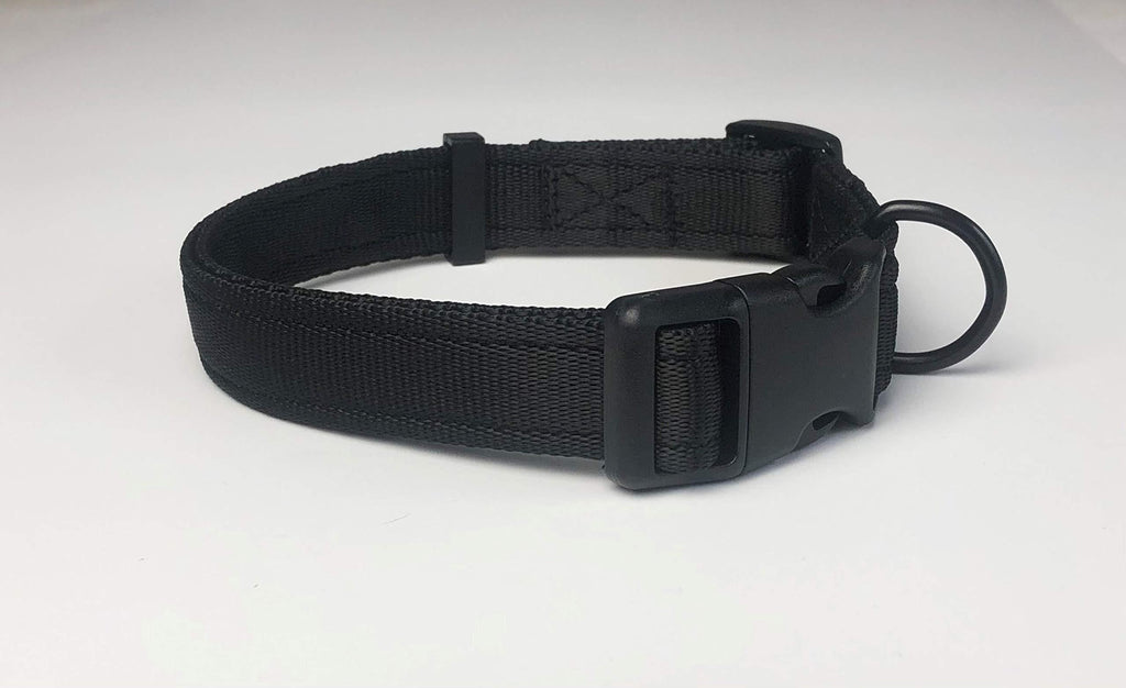 KLASSY K9 DOG COLLAR BLACK WEBBING LARGE 1" WIDE - PawsPlanet Australia