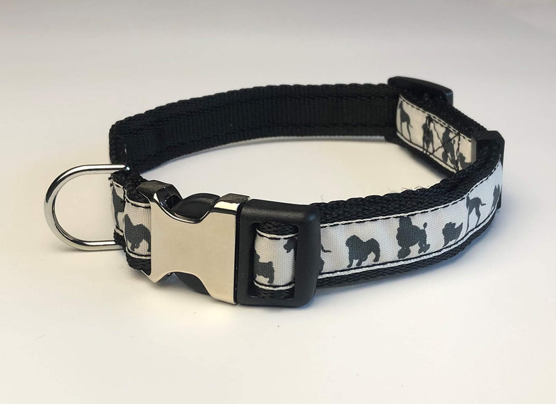 KLASSY K9 DOG COLLAR BLACK WEBBING WITH SILHOUETTE DOG BREED DESIGN MEDIUM 3/4" WIDE - PawsPlanet Australia