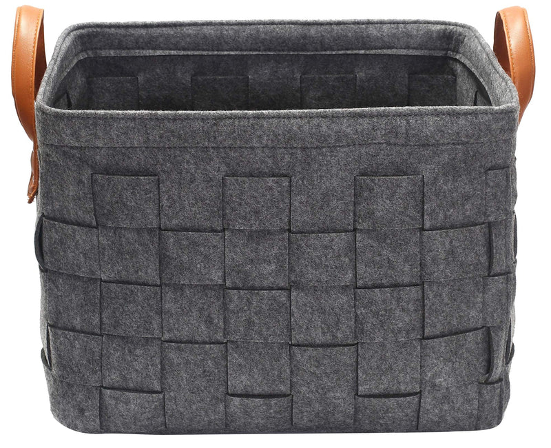 Medium Felt dog toy box, dog toy chest, dog storage basket - Perfect for organizing pet toys, blankets, leashes, coat and dry dog treats - Grey - PawsPlanet Australia