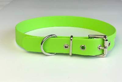 KLASSY K9 LIME GREEN MEDIUM BIOTHANE CHROME BUCKLE DOG COLLAR 16"-20" 40CM-50CM 25MM WIDE WATERPROOF HYPOALLERGENIC VEGAN DURABLE - PawsPlanet Australia