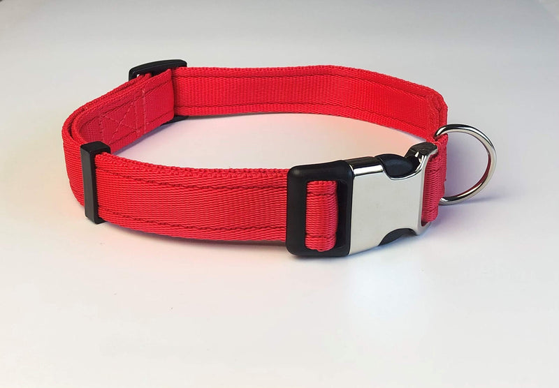 KLASSY K9 DOG COLLAR RED WEBBING LARGE 1" WIDE - PawsPlanet Australia