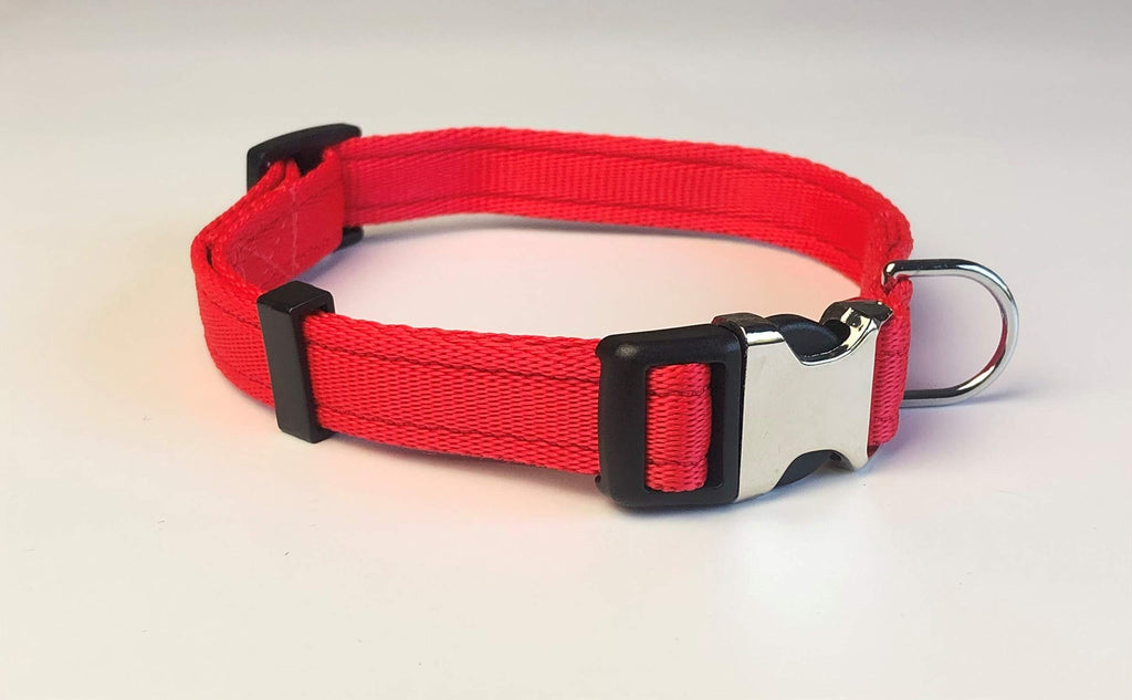 KLASSY K9 DOG COLLAR RED WEBBING MEDIUM 3/4" WIDE - PawsPlanet Australia