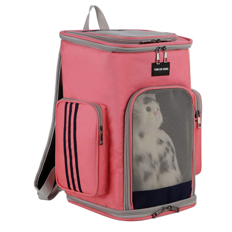 DuoLmi Pet Carrier Backpack - Foldable Transportation Rucksack Bag for Small Cats, Animals, Household Pets with Padded Shoulder Straps, Puppy Carrier Bag for Travel Camping Hiking (Pink) Pink - PawsPlanet Australia