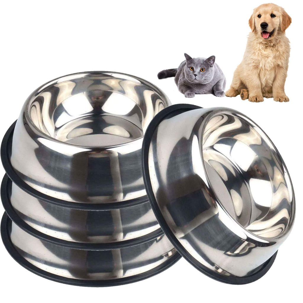 PINVNBY Stainless Steel Cat Bowls Pet Feeding Water Food Bowl Multi-purpose Anti-slip Feeder for Kitten Puppy Dog 4 PCS - PawsPlanet Australia