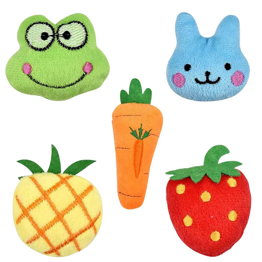 5 Pcs Catnip Toys for Cats, Interactive Cat Catnip Toys Soft Plush Cat Pillow Cute Shape Pet Play Toy for Cat Kitten Teeth Cleaning Playing Chewing,Strawberry/Frog/Rabbit/Pineapple/Carrot - PawsPlanet Australia