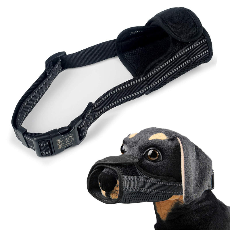 Elinala Muzzle Guard for Dogs, Dog Muzzle Mesh, Adjustable, Soft and Breathable Reflective Dog Muzzle Prevents Biting, Eating and Barking for Small and Medium Dogs (Black M) Black - PawsPlanet Australia
