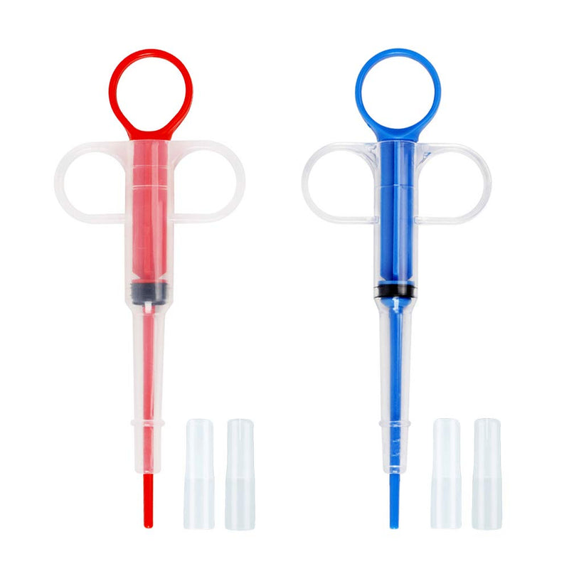 Nifocc Pet Medicine Feeder Pet Pill Syringe Pet Liquid Feeding Dispenser Feeding Tool with Soft Silicone Tip for Dogs Cats Birds Small Animals Blue and Red 2 Pcs - PawsPlanet Australia
