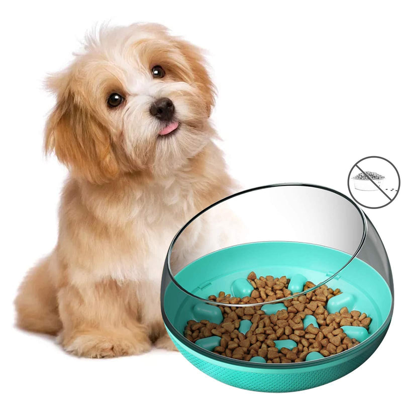 Kowth Slow Feeding Dog Bowl Abs Plastic Personalised Slow Feeder Dog Water Food Bowls With Weighted Bottom For Small Puppy Medium Large Dogs Cats-Blue Blue - PawsPlanet Australia