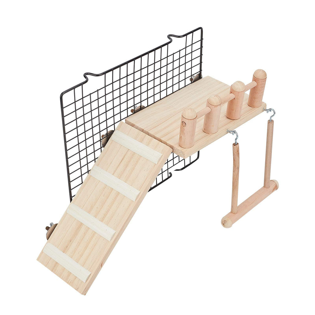 AHANDMAKER Bird Perches Cage Kit, Bird Wooden Play Gyms Stands with Climbing Ladder for Lovebird, Hamster and Parrot - PawsPlanet Australia
