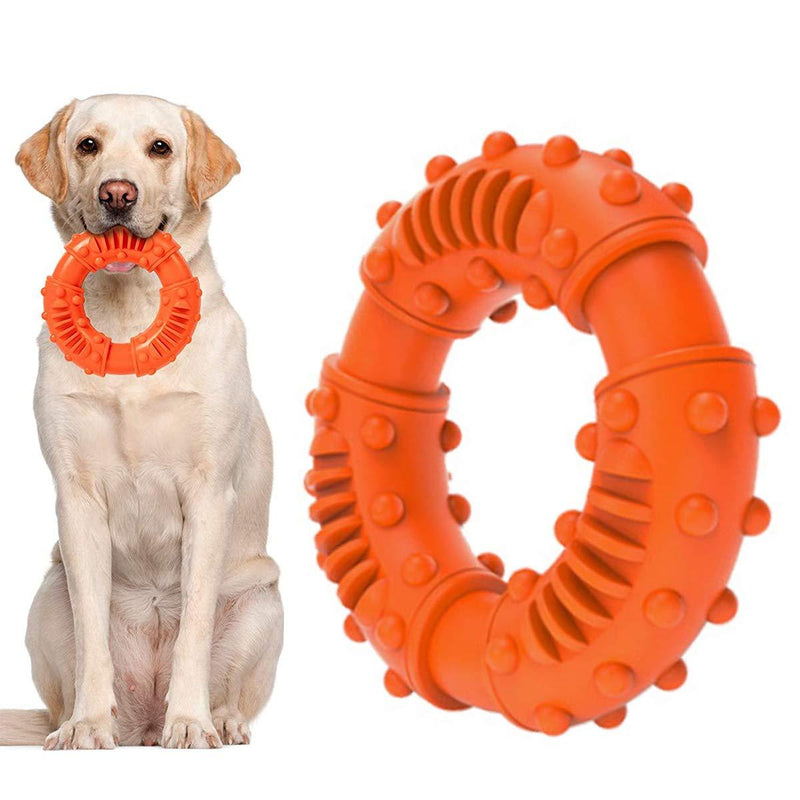 OYYXNN Dog Chew Toy Indestructible Durable Teeth Cleaning Chew Toys Puppies Extreme Chewers Dogs Strong Rubber Ring Interactive Training Tough Toys for Large Medium Dog Great Gift (Orange) - PawsPlanet Australia