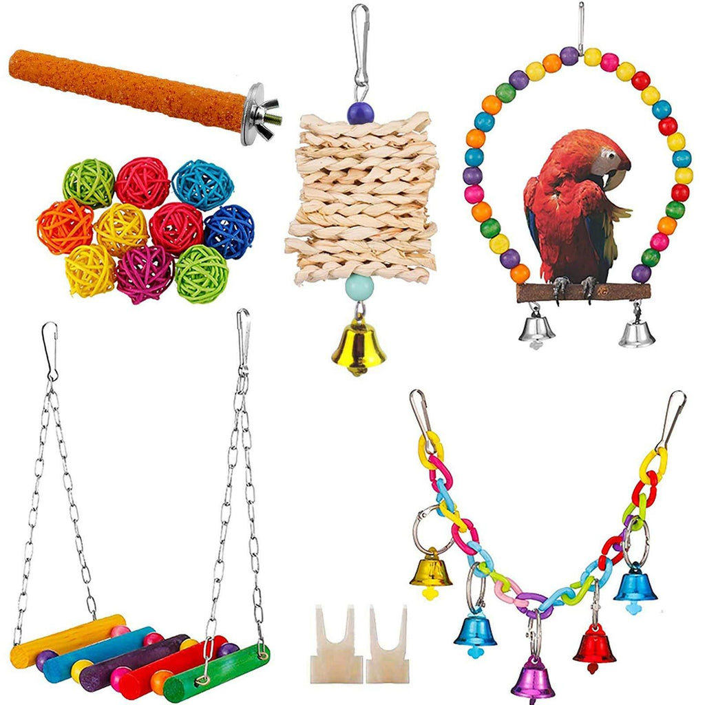 X-zoo Bird Toy Parrot Toys, 7 Pack Birdcage Swings Hanging Chewing Shredding Perches for Cockatiel, Budgies, Parrots, Small Parakeets, Canary - PawsPlanet Australia