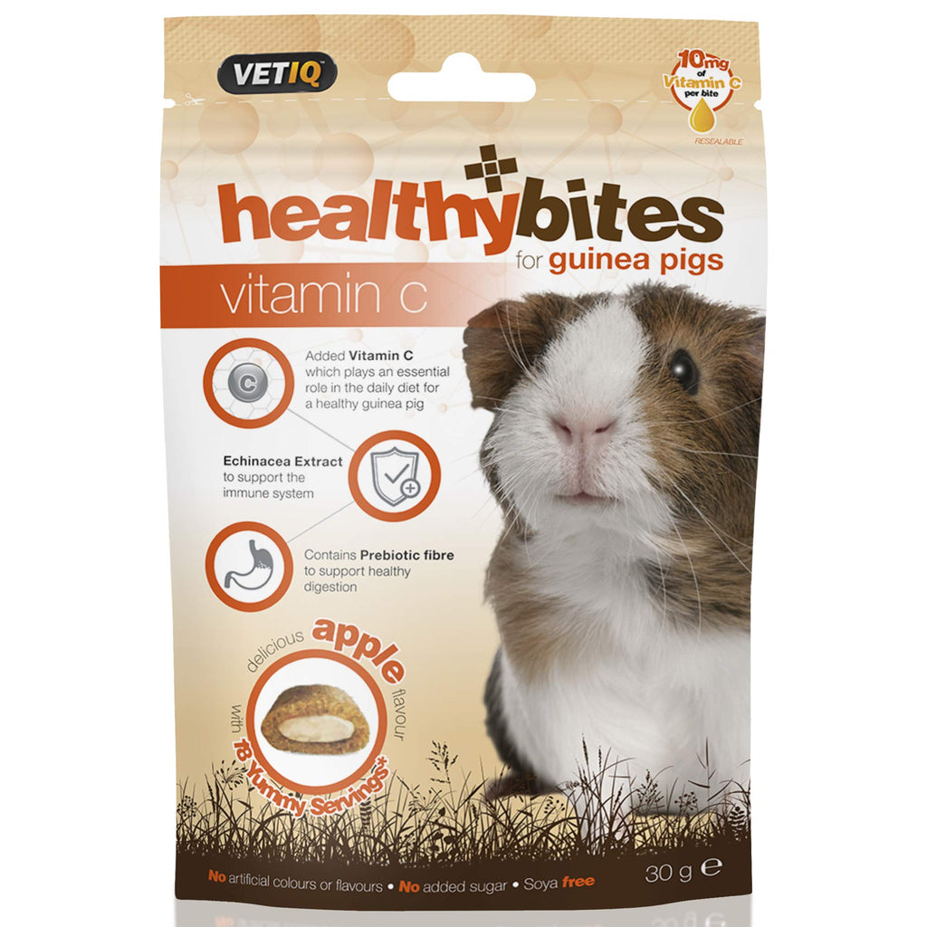VetIQ HealthyBites for Guinea Pigs, Vitamin C Treats, 4x 30g, Pet Remedy to Support Immune Systems of Your Guinea Pig or Hamster, Guinea Pig & Hamster Treats with Prebiotic Fibre For Healthy Digestion - PawsPlanet Australia