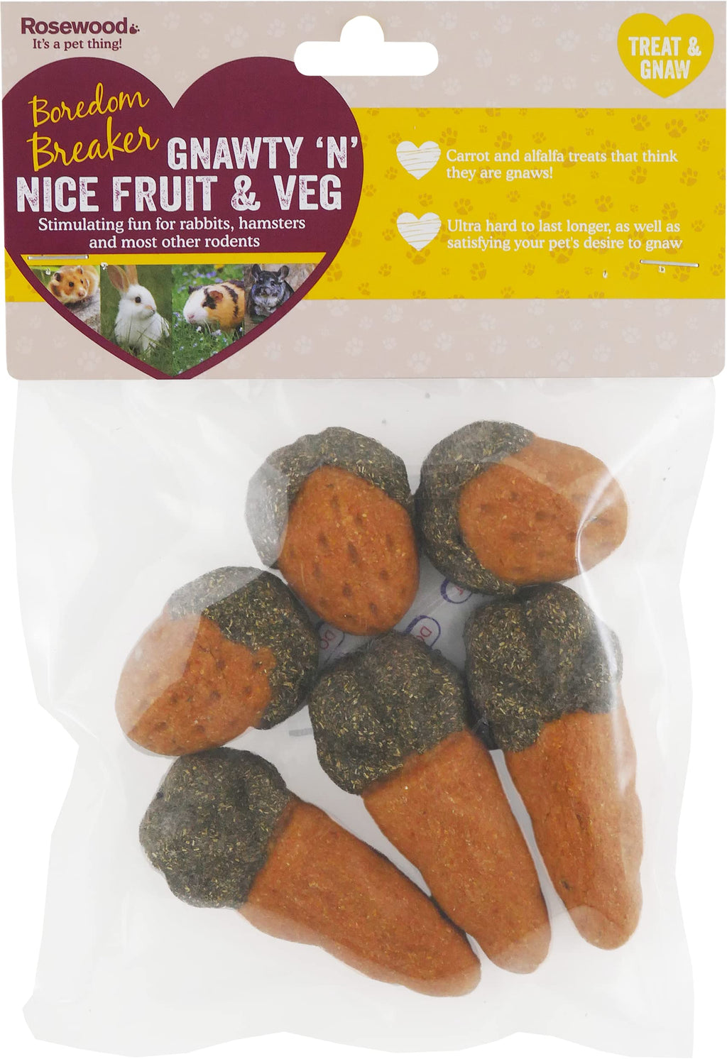 Rosewood Boredom Breaker gnawty 'N' Nice Fruit & Veg Small Animal Treats - 6 count - PawsPlanet Australia