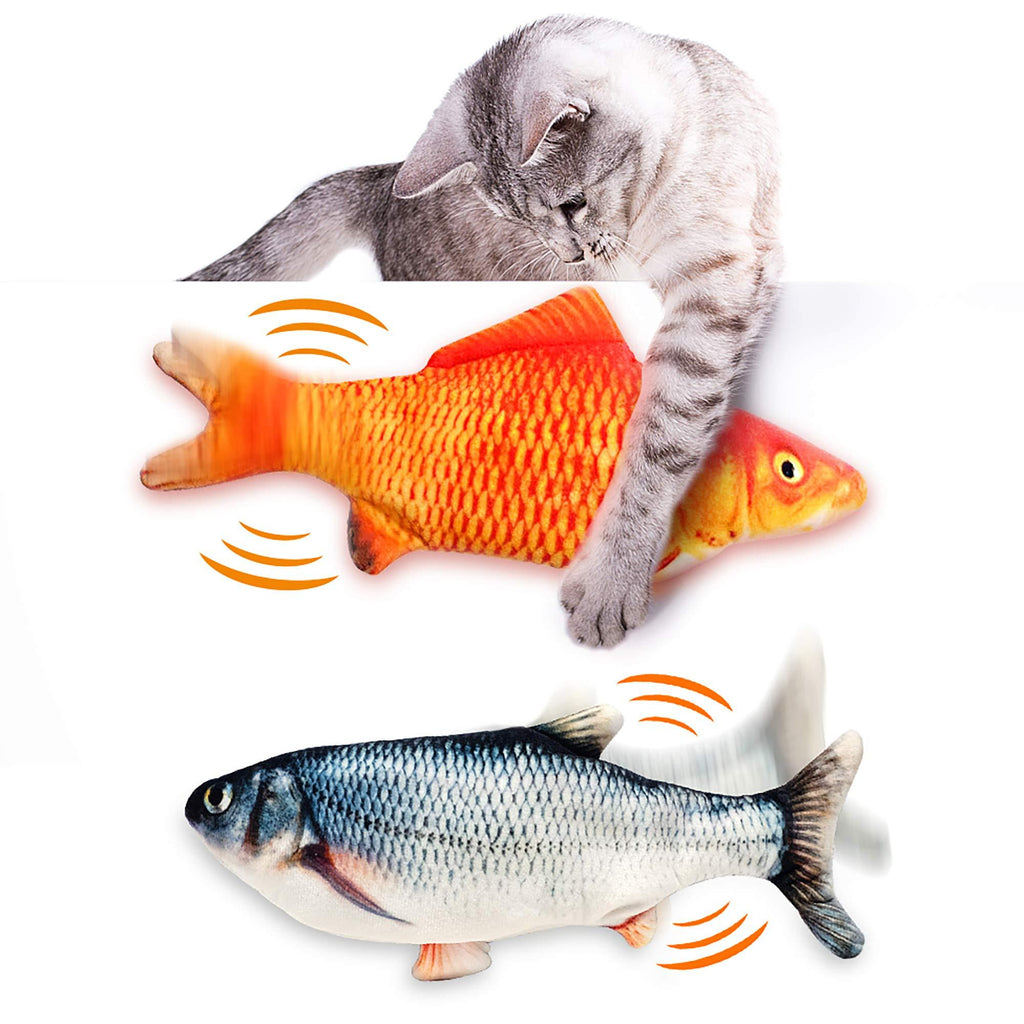 Electric Catnip Fish Toys, Flipping Fish Cat Toy for Cats, Interactive Fish Cat Toy with Catnip Toys Realistic Moving Cat Kicker Fish, Simulation Plush Fish Shape Toy Doll for Cats Kitten (2 PACK) Carp+Red carp - PawsPlanet Australia
