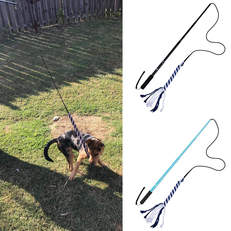 POHOVE Dog Flirt Pole Toy, Interactive Dog Tug Toy, Dog Outdoor Toy Extendable Teaser Wand Outside Interactive Fun Toys,For Dogs Of Any Size For Fun Obedience Training l blue - PawsPlanet Australia