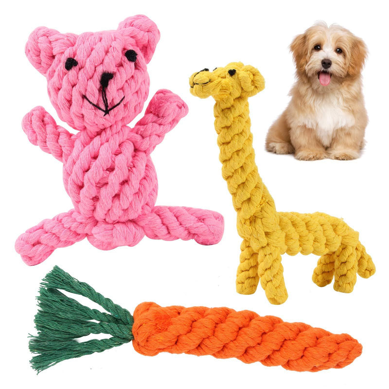 Nollary Puppy Chew Toys Rope Teething Clean, Cute Design Durable Cotton Rope Toys for Small Dogs Dental Care and Avoid Boredom - PawsPlanet Australia