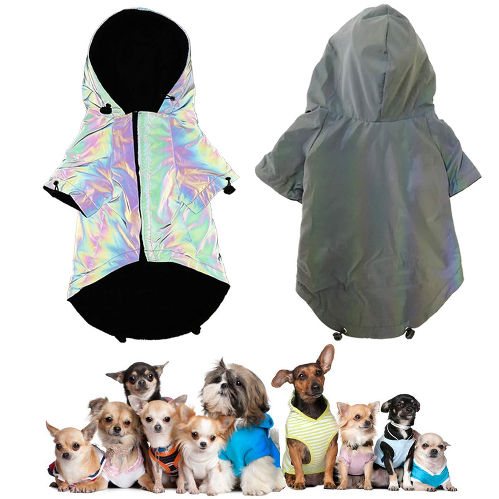 TVMALL Fashion Dog Hoodies Clothes Puppy Colorful Reflective Safeguard Jacket Winter Warm Dog Coat Windbreaker Windproof and waterproof Dog Raincoat Cold Weather Pet Apparel Small Dog Sweatshirts L - PawsPlanet Australia