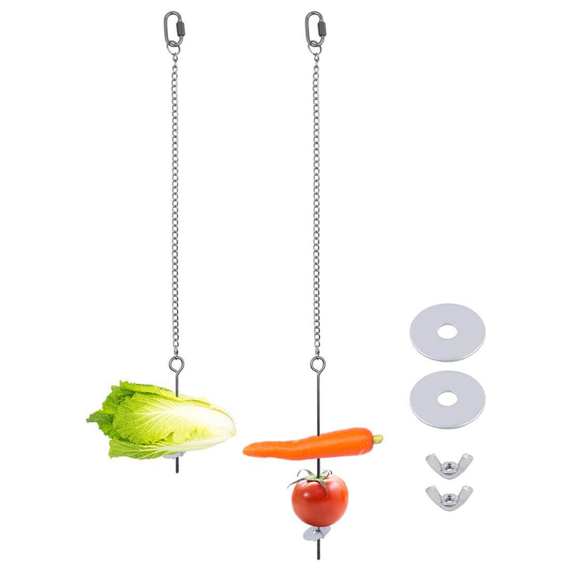 Geluode 2 Pcs Chicken Veggies Fruit Skewer,Stainless Steel Vegetable Fruit Chain Hanging Holder Food Feed Tool for Chicken Parrot Bird - PawsPlanet Australia