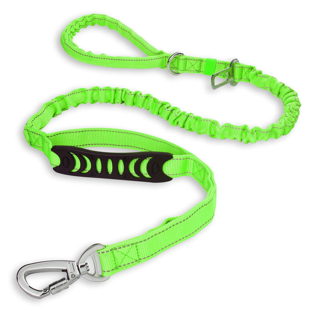 Bungee Dog Lead Shock Absorbing Strong Dog Leash with Car Seat Belt,Two Padded Handle No Pull Reflective Traffic Control,Pet Elastic Rope for Small Medium Large Dogs Green - PawsPlanet Australia