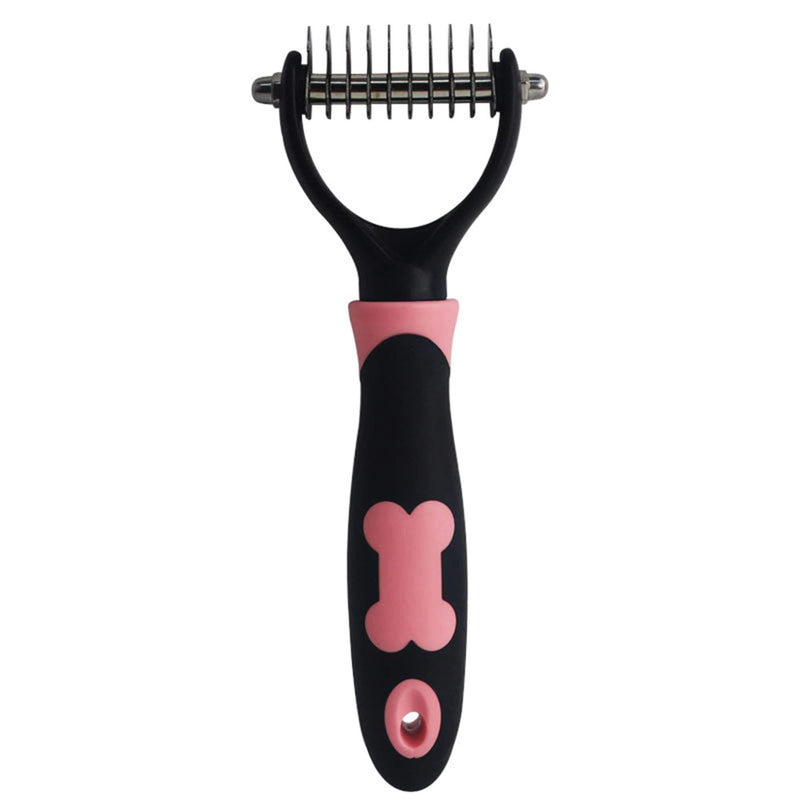 CHSG Pet Grooming Dematting Comb, Stainless Steel Rakes, Rake to Remove Loose Knots, Mats, Tangles Hairs Fits for Pets, Dogs, Cats, Horses and Rabbits, Pet Supplies Tool for Dogs Cats - Pink - PawsPlanet Australia