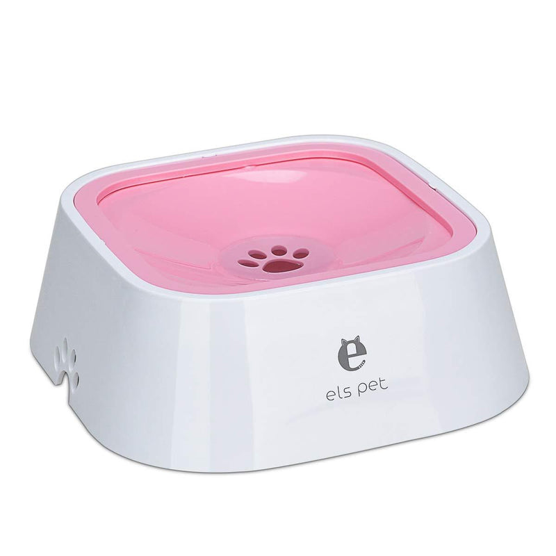 TOWEAR Pet Floating Water Bowl,1.5L Slow-Down Water Feeder Fountain No Spill Anti-Overflow Anti-Choking Automatic Water Food Bowl for Dog Cat Puppy Animal Feeding (Pink) Pink - PawsPlanet Australia