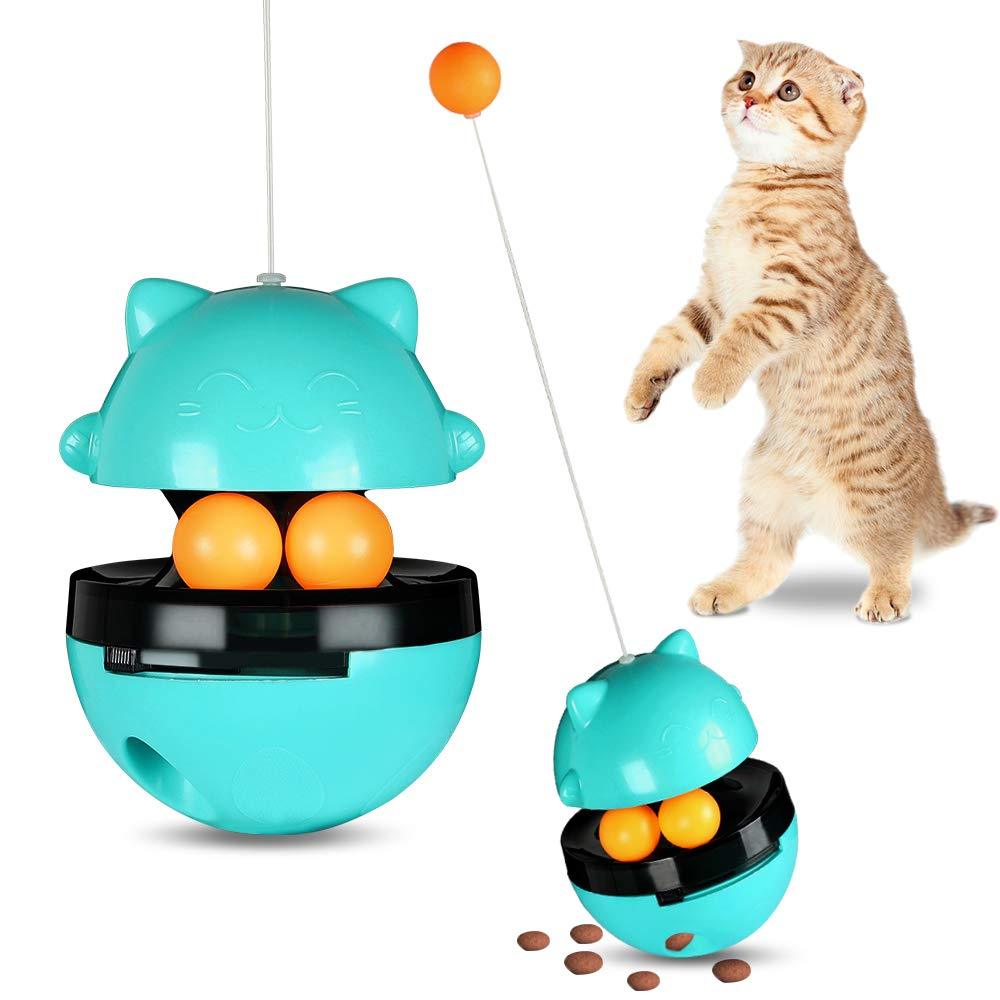 HeTaiDa Cat Toys, Interactive Toys for indoor cats, Cat Treat Ball Toys, Cat Dispenser Food Toys with Adjustable Opening Food Holes and Two Rolling balls - PawsPlanet Australia