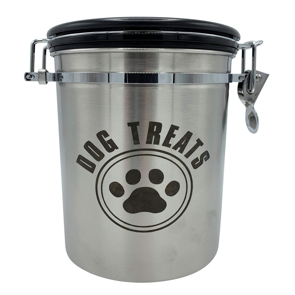 Hound & Yard Dog Cat Pet Stainless Steel Air Tight Treat Tin Jar Ideal For Biscuits Chews Treats and Snacks With CO2 Filters and Date Wheel To Keep Fresh - PawsPlanet Australia
