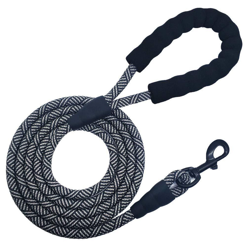 MayPaw 5FT/7FT/8FT/10FT Strong Rope Dog Lead, 1/2" Thick Heavy Duty Climbing Nylon Medium Large Dog Lead with Soft Padded Handle for Outdoor Pets Walking Playing Exploring 5ft x 1/2in Black - PawsPlanet Australia
