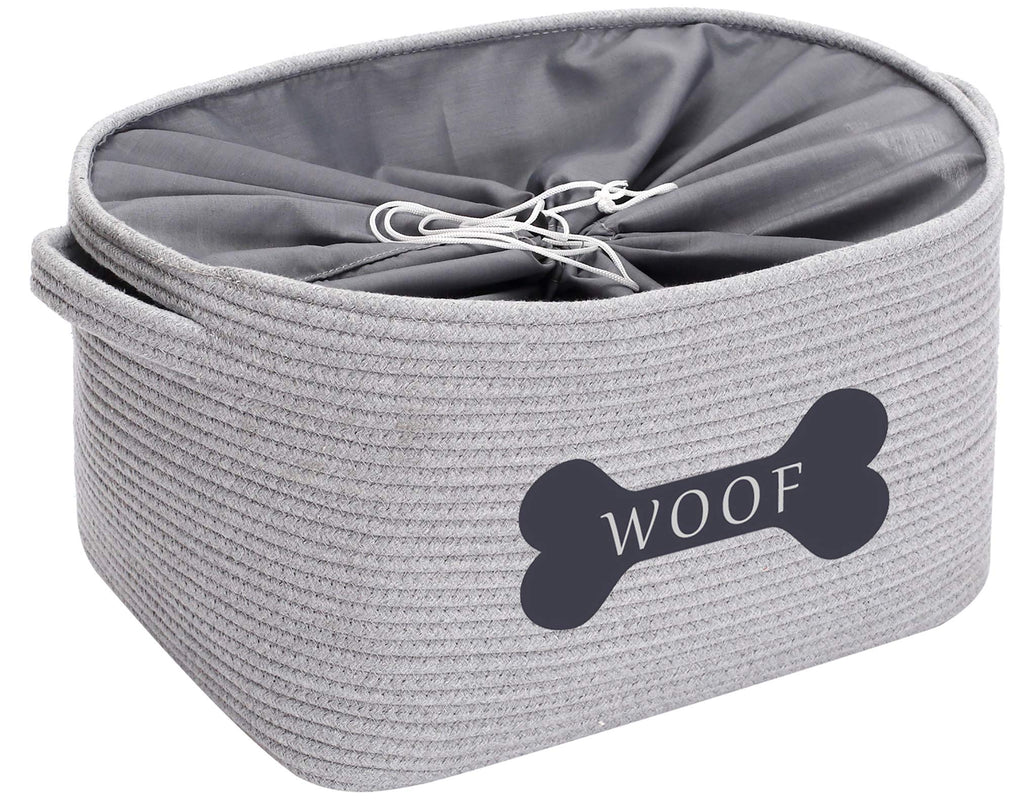 Morezi Cotton Rope Dog Toy Box Puppy Toy Basket Bin with Drawstring Closure - Perfect for Organizing Dog Toys, Blankets, Leashes, Towel, Coats, Diaper, Pet Pee Mat - Gray - PawsPlanet Australia