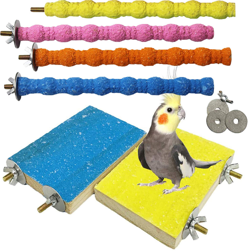 PINVNBY Bird Perch Stand Toy Natural Wooden Parrot Claw Sticks Budgie Playground Grinding Paw Cage Accessories for Cockatiel Conure Parakeet 6 PCS - PawsPlanet Australia