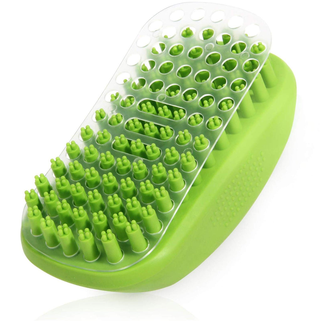 Upgrade Dog Bath Brush. Professional Dog Shampoo Grooming Brush for Washing & Massaging Dogs, Cats, Horses. Soft Rubber Bristles Curry Comb Gently Removes Dirt, Grime, Loose Fur. Use it Wet or Dry. - PawsPlanet Australia