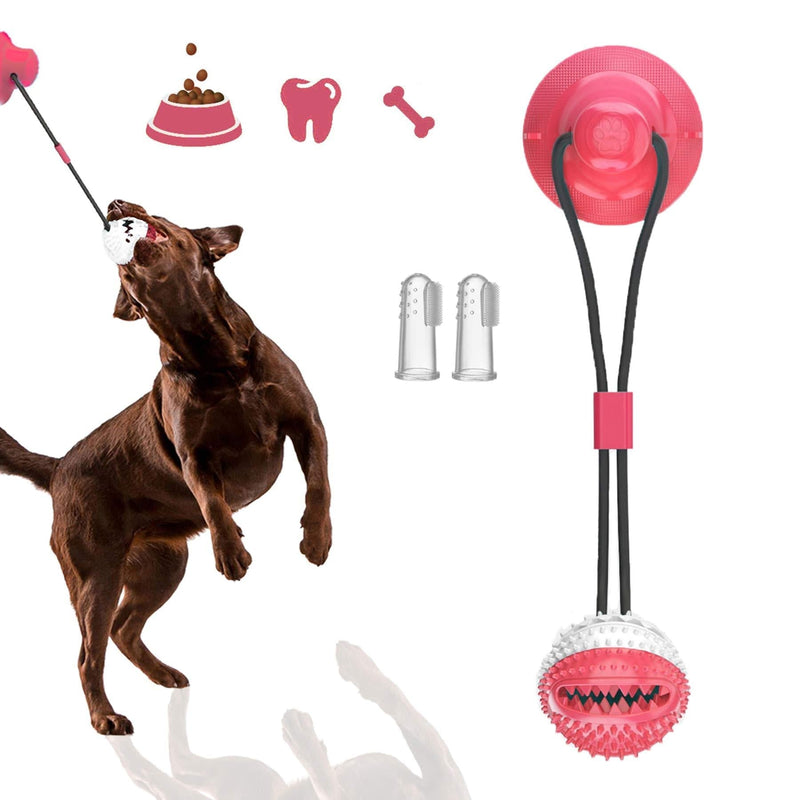 LAMXIN Dog Suction Cup Toy for Small Medium Large Breed, Dog Chew Tug Toys Interactive, Teeth Cleaning Squeaky Tug Toys for Dogs, Dog Suction Cup Tug of War(Red-white) - PawsPlanet Australia