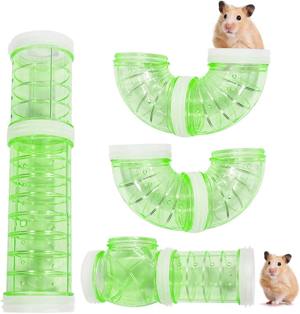 zfdg Hamster Tubes Transparent, DIY Hamster Tunnel, Hamster Pipe Toy, Hamster Transparent Pipe Toy, Hamster Tunnel Toy, for Hamster Cage Small Pet Pipe Connection Sports Tunnel Toy (Green) Green - PawsPlanet Australia