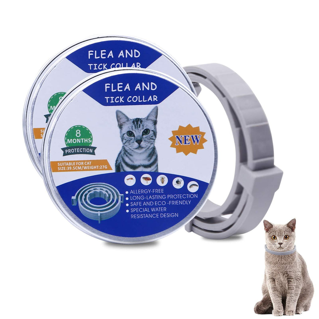 Cat Flea and Tick Collar, 8 Months Effective Protection - Adjustable Cat Flea Treatment Collar Waterproof for Cats Puppies 2 pack - PawsPlanet Australia
