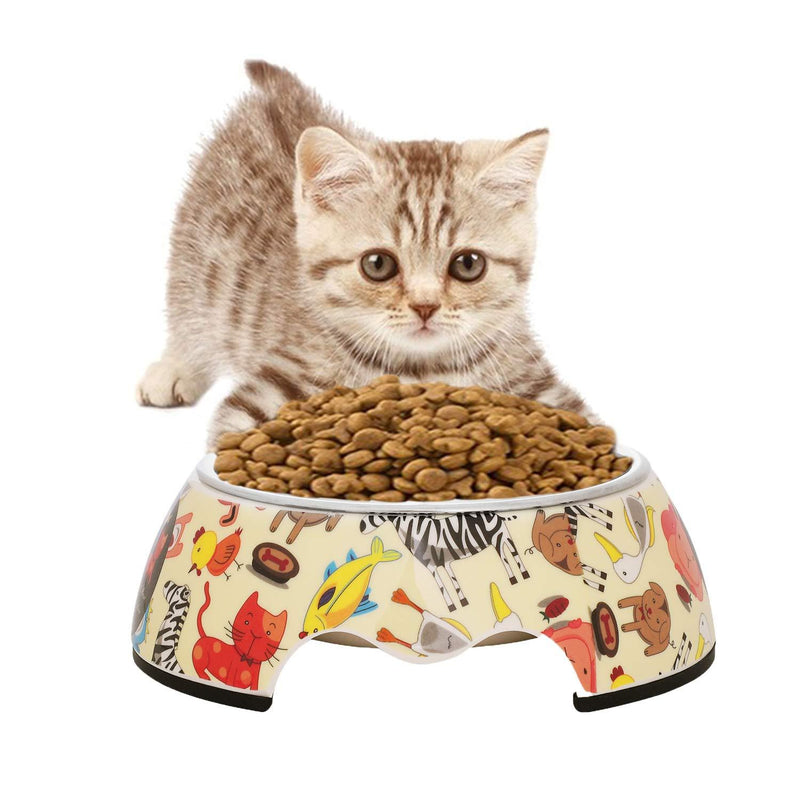 Pet Feeding Bowl Pet Stainless Steel Bowl Detachable Pet Bowl Anti-Slip Pet Bowl Pet Bowl for Cat and Dog with Cute Pattern Rubber Base COLOR1 - PawsPlanet Australia