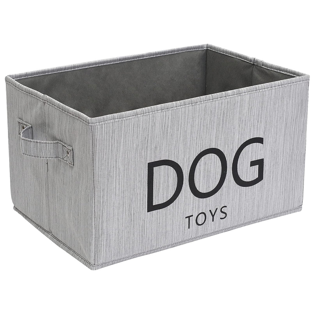 Xbopetda Canvas Dog Toy Basket - Pet Toy and Accessory Storage Bin Pet Toy Storage Bin Collapsible Organizer Storage Basket (Slub Gray) - PawsPlanet Australia