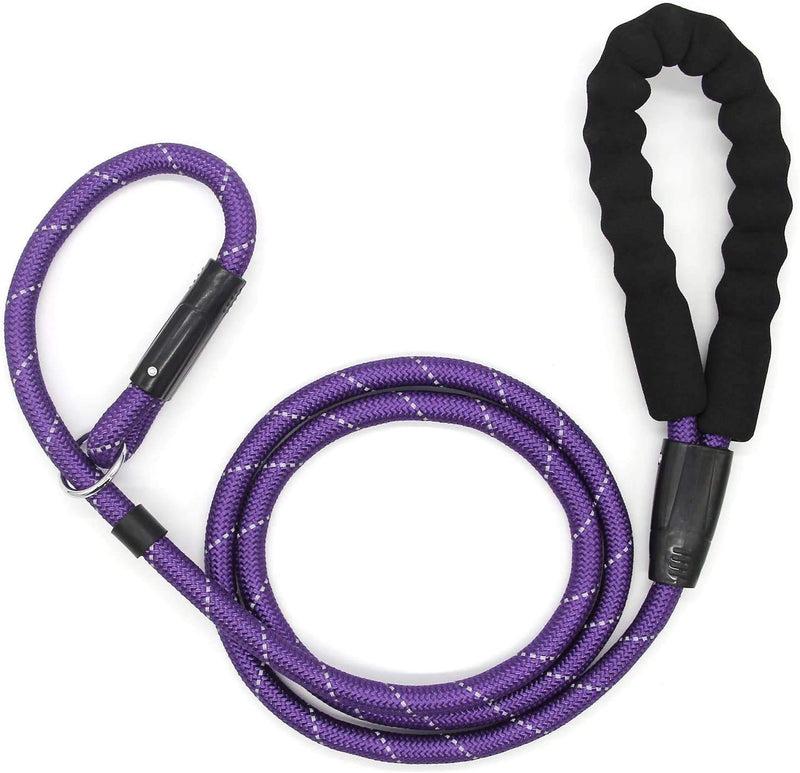 Zhaoyao Dog Slip Lead, Reflective Large Lead Leash with Comfortable Sponge Handle Adjustable Dog Pet Length 160 cm for Large Medium Dog Training Walking (Purple) Purple - PawsPlanet Australia