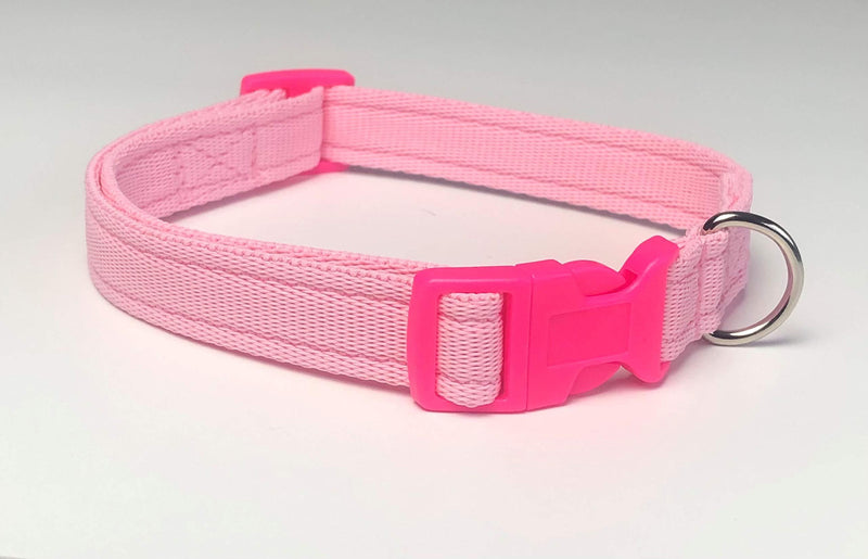 KLASSY K9 ALL PINK DOG COLLAR BABY PINK WEBBING MEDIUM 3/4" WIDE - PawsPlanet Australia