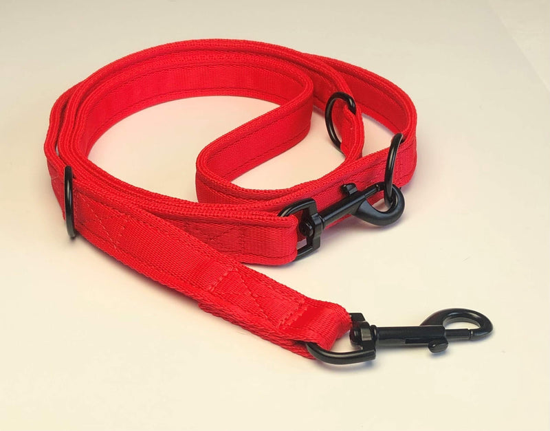 KLASSY K9 TRAINING DOG LEAD TWO LAYER RED CUSHION WEBBING 1" WIDE - PawsPlanet Australia