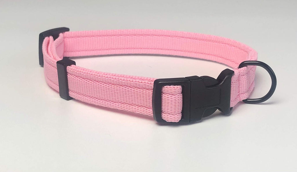 KLASSY K9 DOG COLLAR BABY PINK WEBBING MEDIUM 3/4" WIDE - PawsPlanet Australia