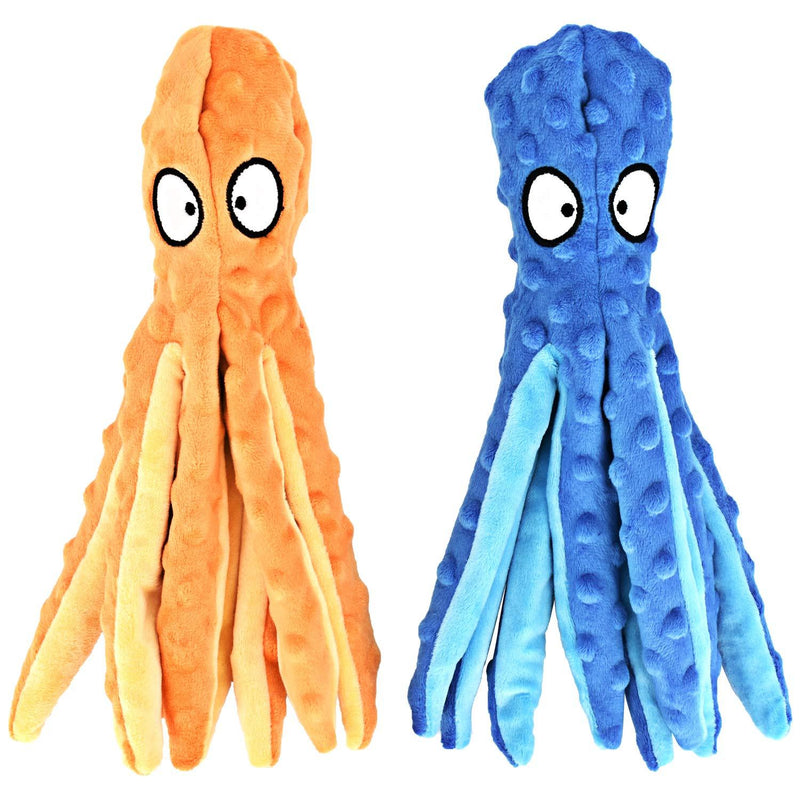 Dog Plush Toys Octopus - No Stuffing Dog Squeaky Toys with Crinkle Paper for Puppy Teething, Durable Dog Chew Toys Funny Interactive Toys for Small to Medium Dogs Training and Playing (2 Pack) - PawsPlanet Australia