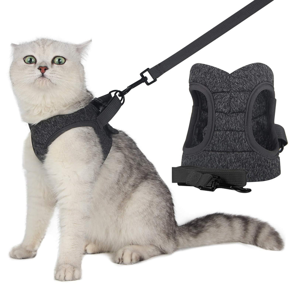 WD&CD Cat Harness and Leash Set, Escape Proof Cat Harness Adjustable Soft Cat Walking Jackets with Retractable Cat Leash For Pet Puppy, Large Grey - PawsPlanet Australia