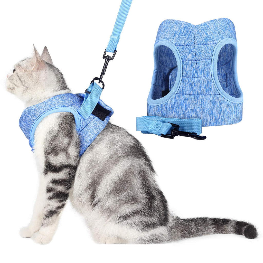 WD&CD Cat Harness and Leash Set, Escape Proof Cat Harness Adjustable Soft Cat Walking Jackets with Retractable Cat Leash For Pet Puppy, Blue Medium - PawsPlanet Australia