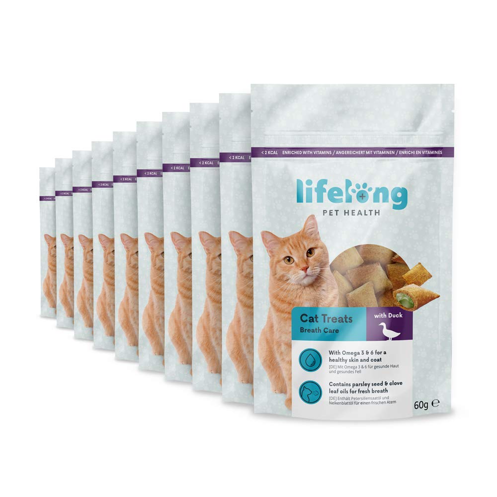 Amazon Brand - Lifelong Cat Breath Care Treats for Cats, 10 x 60g - PawsPlanet Australia