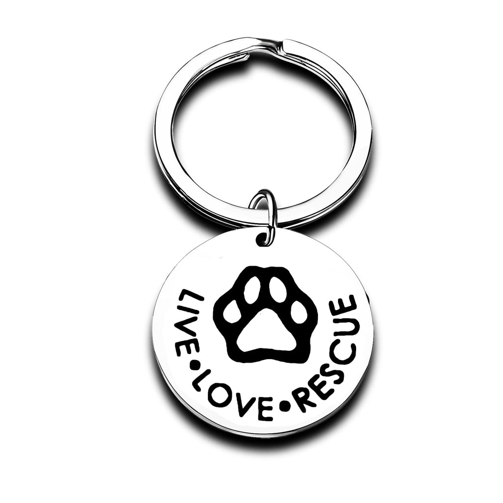 Animal Rescue Gifts Live Love Rescue Keyring Paw Print Keyring for Dog or Cat Owners Dog Key Ring Dog Cat Lovers Keychain Gifts Pet Owner Keyring (Live Love Rescue) - PawsPlanet Australia