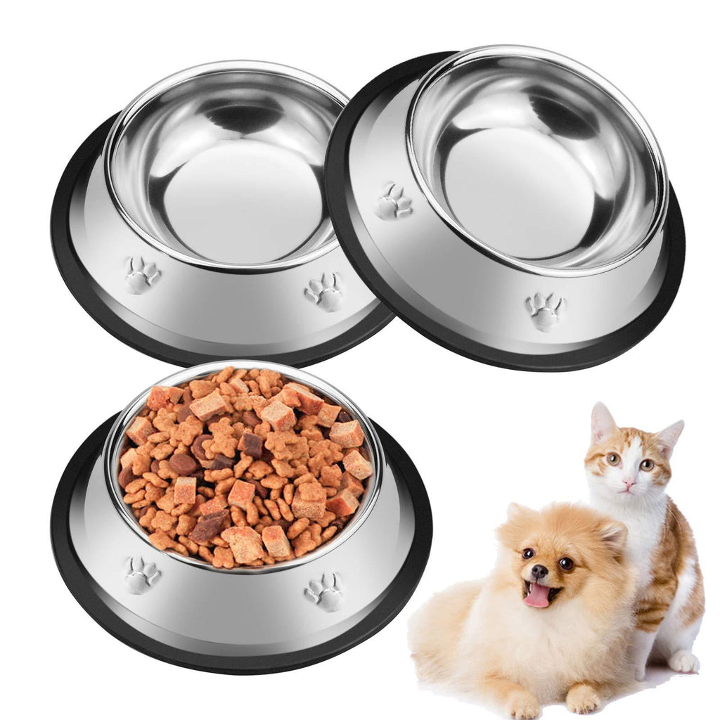 Zoiibuy 3 Piece Cat Bowl Stainless Steel Pet Bowls for Cats Anti-slip Non-spill Cat Food Water Bowl set Multifunctional Cat Feeding Bowls for Kitten Puppy Dog - PawsPlanet Australia