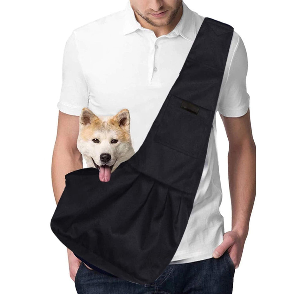 Pet Dog Cat Sling Carrier Puppy Carry Bag Hands Free Pet Travel Carrier Bag Kitty Rabbit Shoulder Bag Handbag Pouch Breathable Pet Tote Bag with Adjustable Shoulder Strap for Outdoor Walking Hiking M Black - PawsPlanet Australia